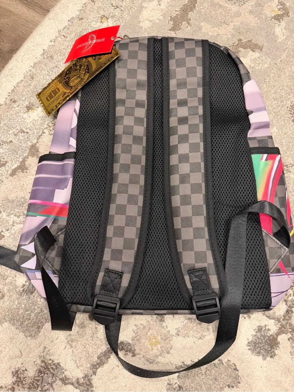 Sprayground Men’s Black Checker Shark Graphic Backpack